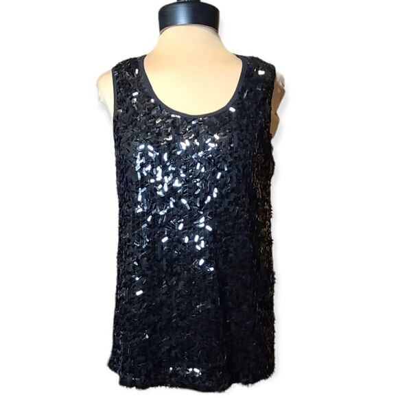 Black Sequin Tank Medium 89th & Madison - Picture 1 of 5
